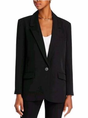 Aqua Oversized Black Linen Women's Blazer NWT